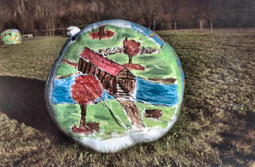 Hay Bale Art, Barnet Town School, VT